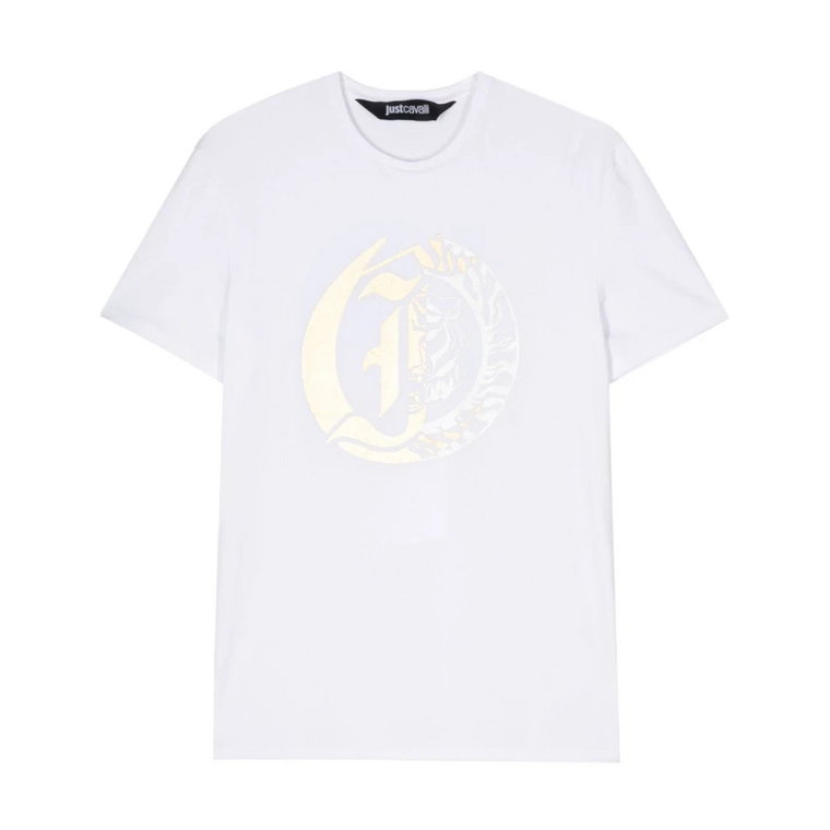 Biała Bawełniana Koszulka z Logo Just Cavalli
