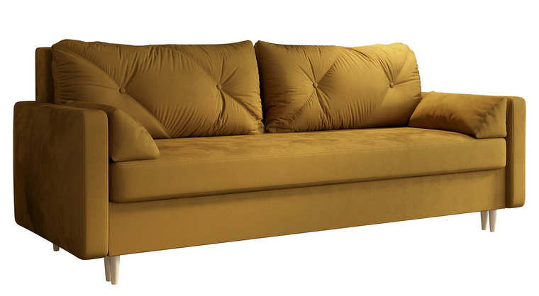 Musztardowa sofa rozkładana - Petra