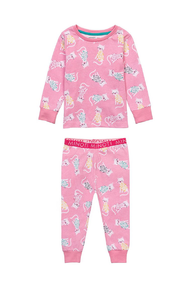 Różowa pidżama niemowlęca z długim rękawem- Kotki
