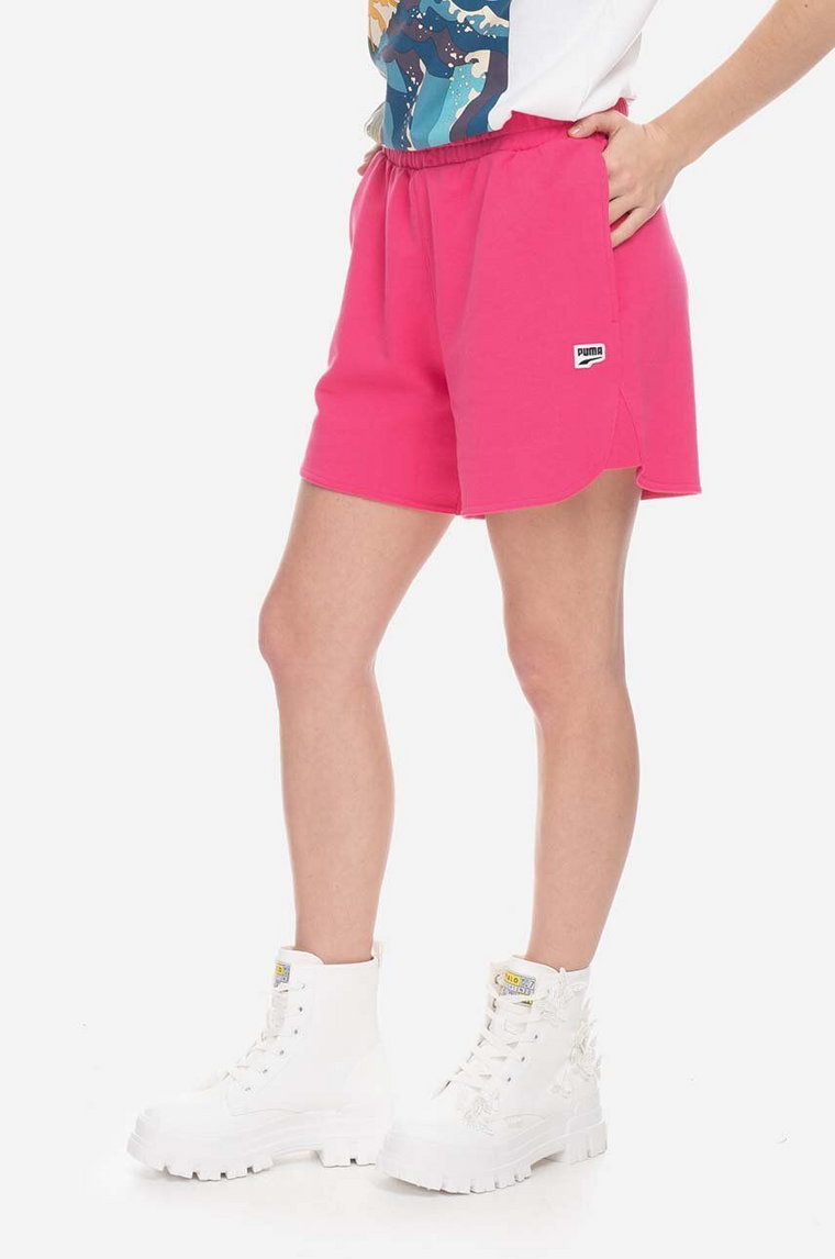 Puma szorty damskie kolor różowy gładkie high waist 538361.25-ROZOWY