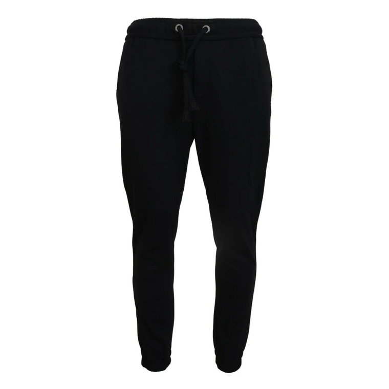 Czarne Spodnie Sportowe z Wełny Dolce & Gabbana