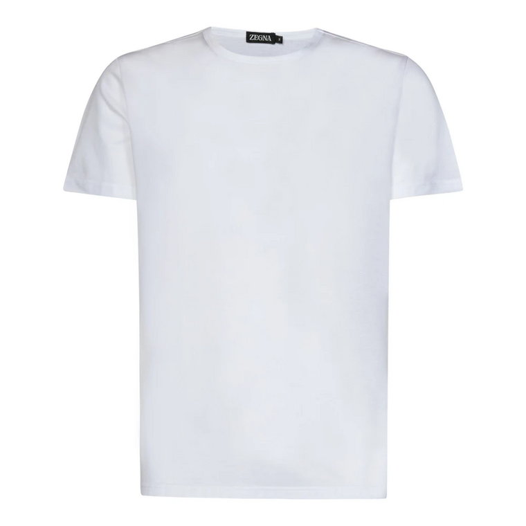 Białe T-shirty i Pola z żebrowanym dekoltem Ermenegildo Zegna