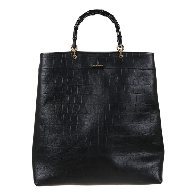 Czarna Torba Bambusowa Tote Jil Sander