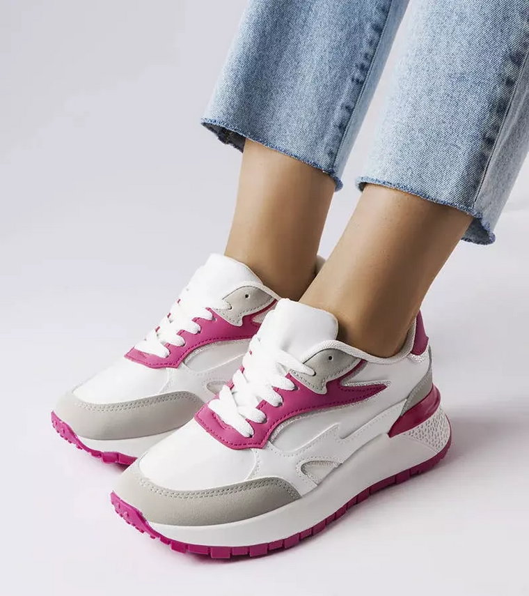Biało-różowe sneakersy Batilda