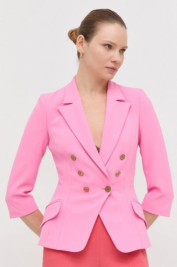 Elisabetta Franchi marynarka kolor różowy dwurzędowa gładka