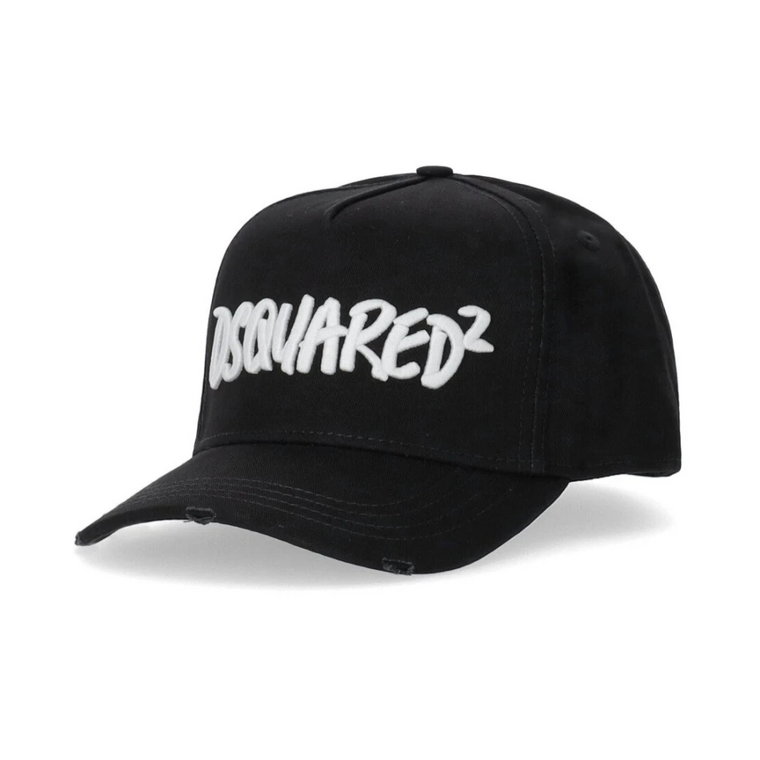Czarna czapka baseballowa z logo i regulowanym paskiem Dsquared2