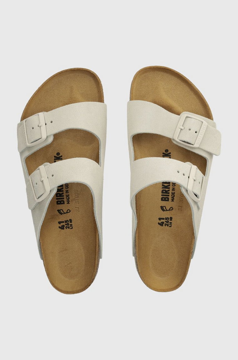 Birkenstock klapki zamszowe Arizona damskie kolor beżowy 1026817