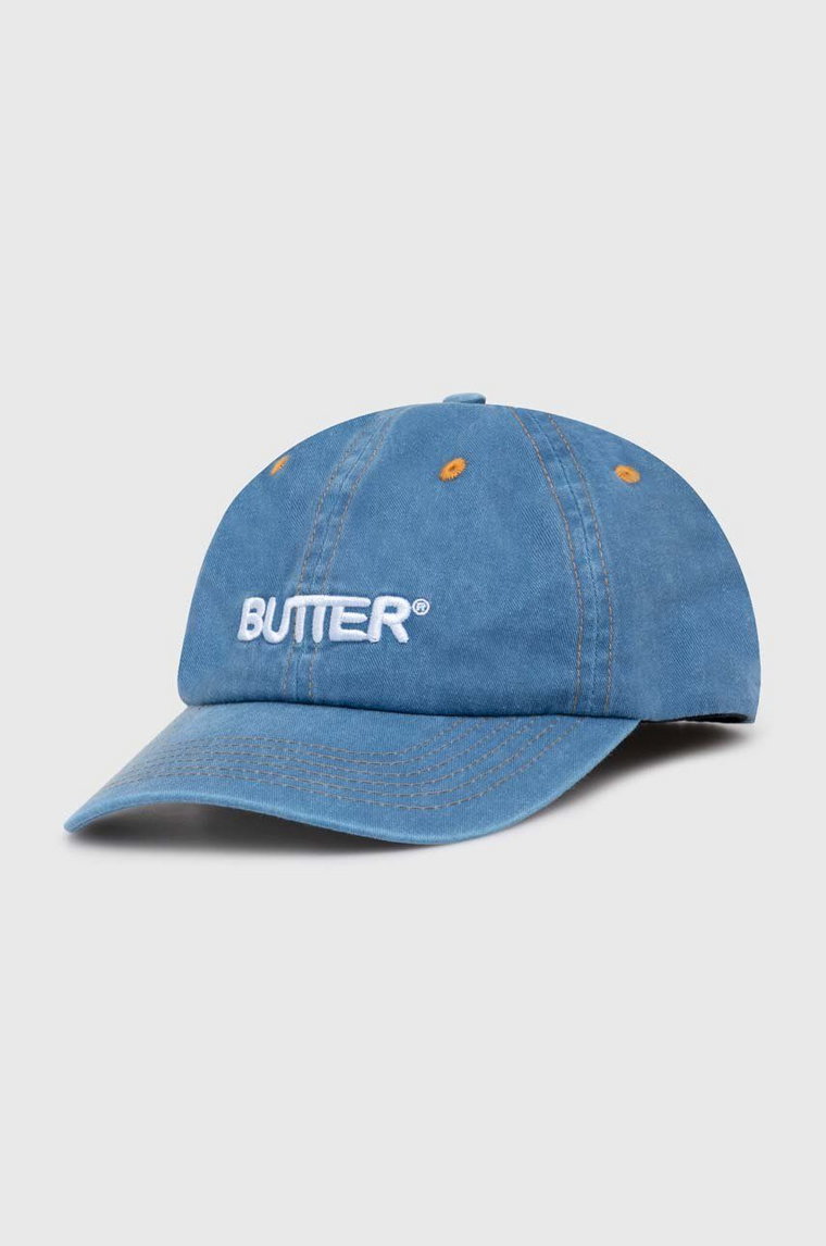Butter Goods czapka z daszkiem bawełniana Rounded Logo 6 Panel Cap kolor niebieski z aplikacją BGQ1247002