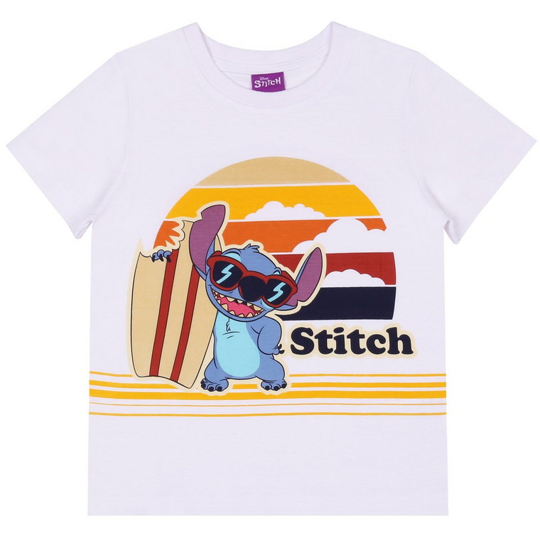 Stitch Disney Koszulka/T-Shirt Biały Chłopięcy, Bawełniany 7 Lat 122 Cm