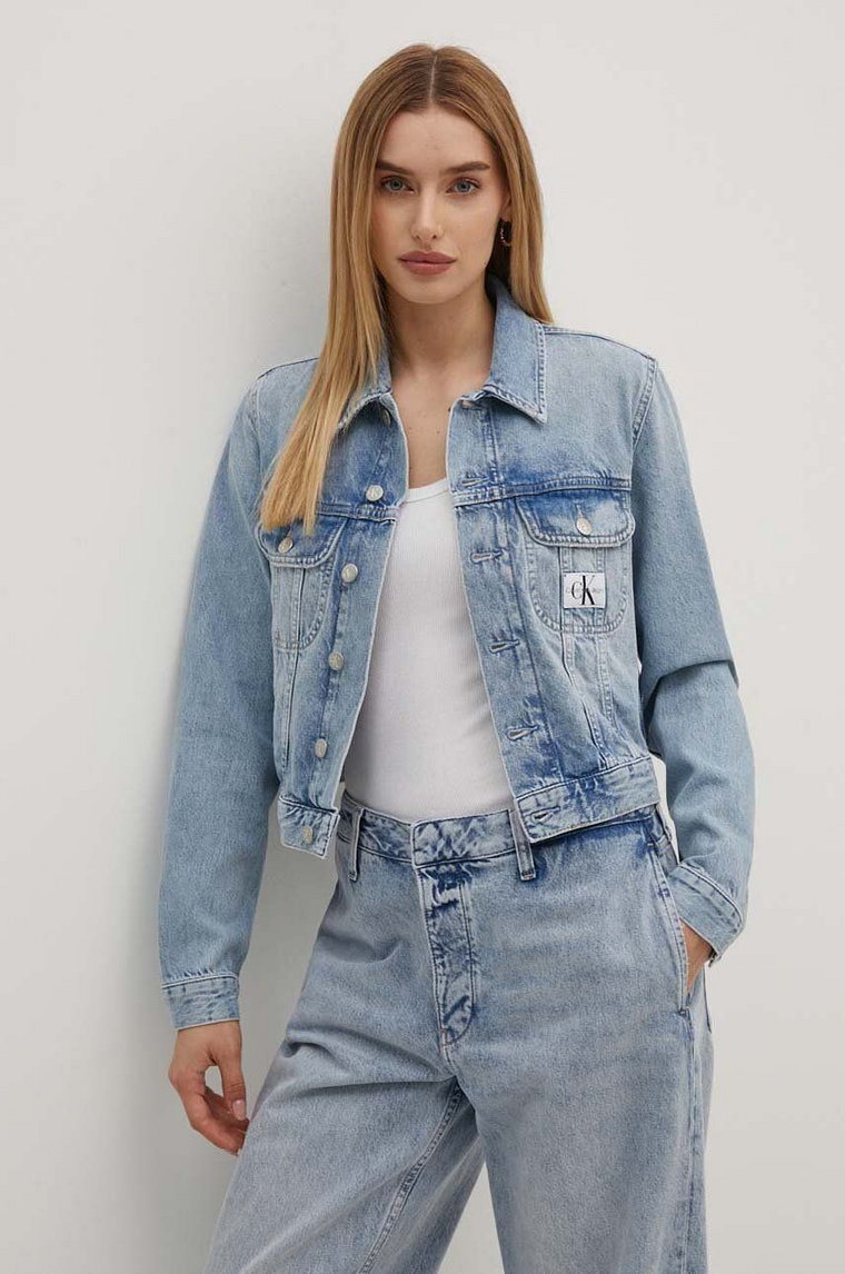 Calvin Klein Jeans kurtka jeansowa damska kolor niebieski przejściowa J20J223669