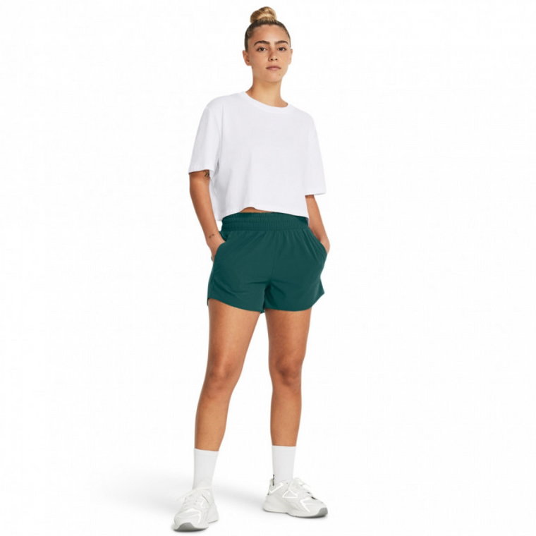 Damskie spodenki treningowe Under Armour Flex Woven Short 3in - zielone