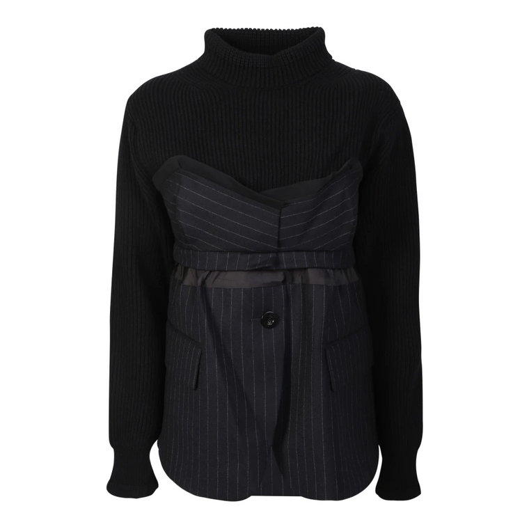 Jumper with panel design by Sacai. Brand renowned for combining essential pieces within the wardrobe, creating innovative and unexpected garments Sacai