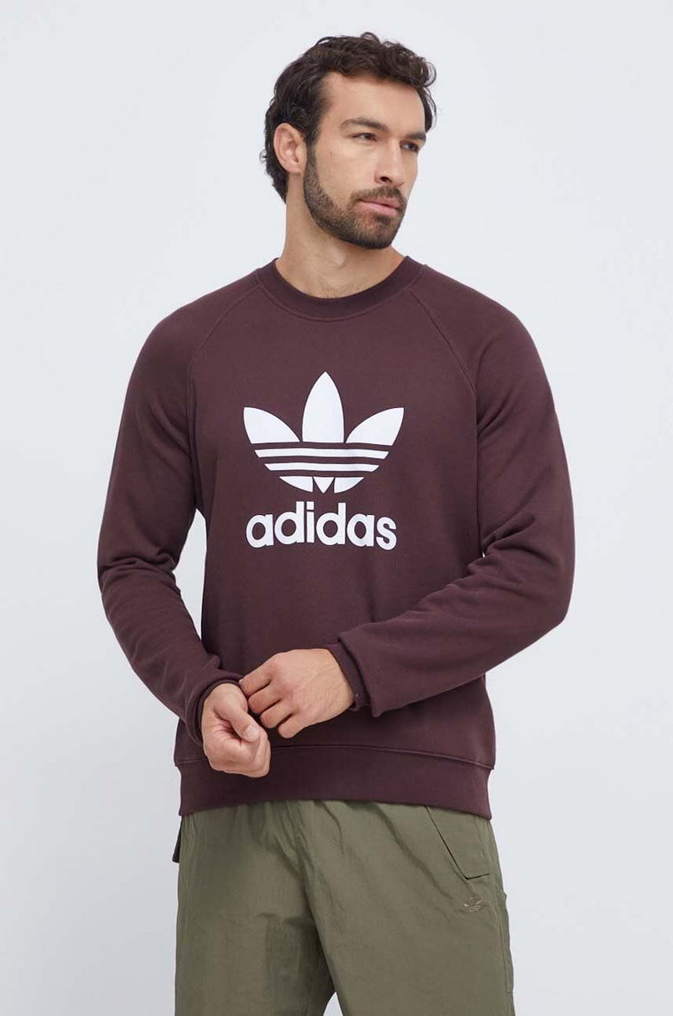 adidas Originals bluza bawełniana męska kolor brązowy z nadrukiem