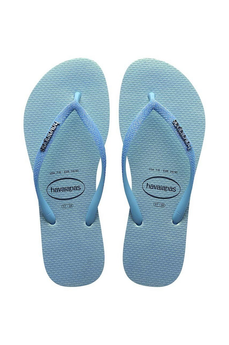 Havaianas japonki SLIM GLITTER IRIDESCENT damskie kolor niebieski na płaskim obcasie 4148922.1056