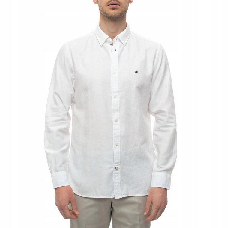 Koszula męska Tommy Hilfiger Slim Cotton Linen Shirt Classic White
