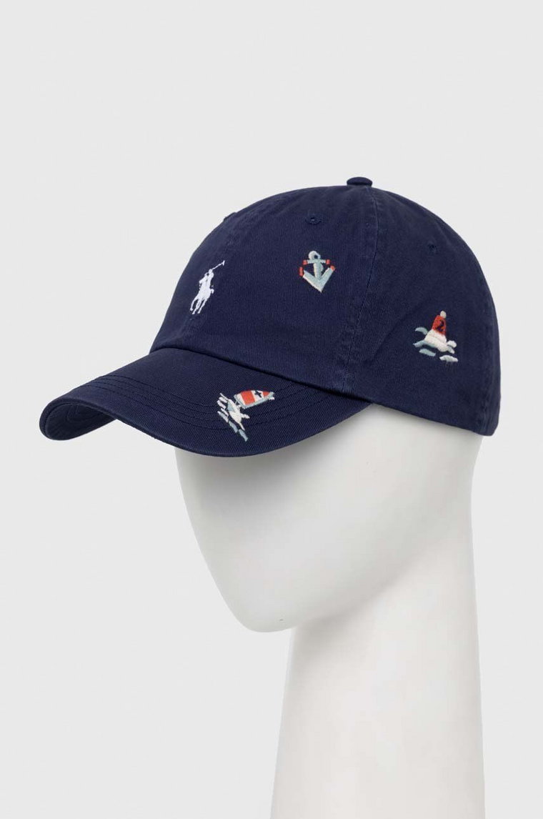 Polo Ralph Lauren czapka z daszkiem bawełniana kolor granatowy wzorzysta