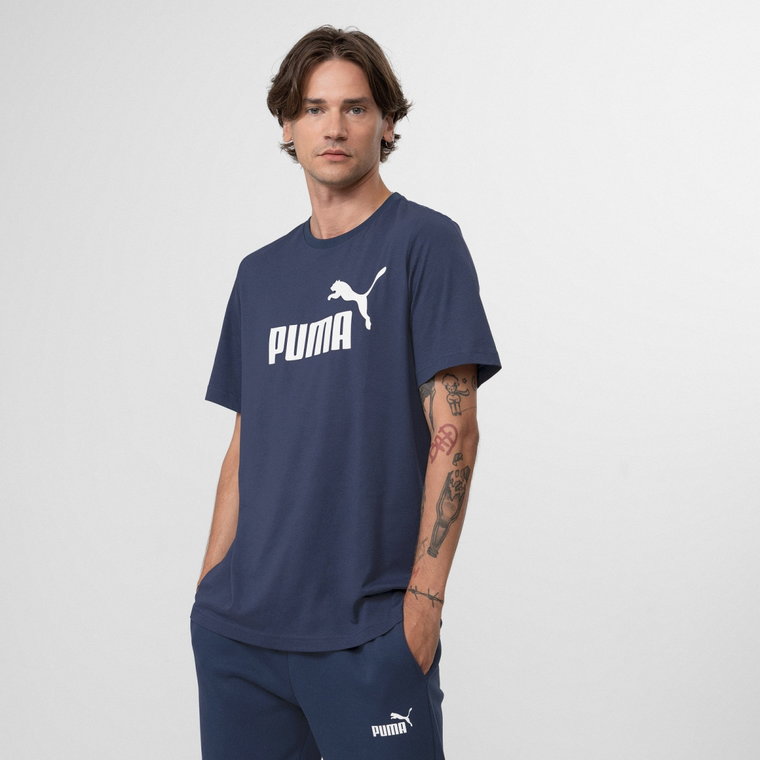 Męski t-shirt z nadrukiem PUMA ESS LOGO TEE - granatowy