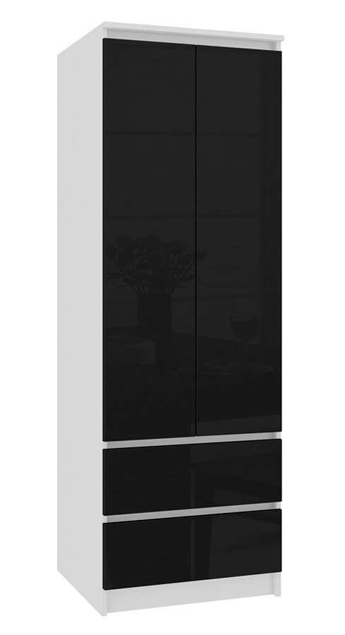 Dwudrzwiowa szafa w połysku biały + czarny - Oferos 4X