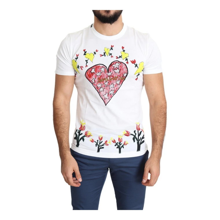 White Saint Valentine Print Cotton Men T-shirt Dolce & Gabbana