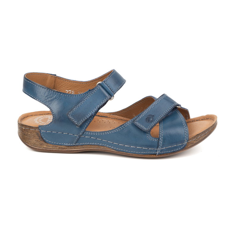 Sandały damskie skórzane 778A niebieskie