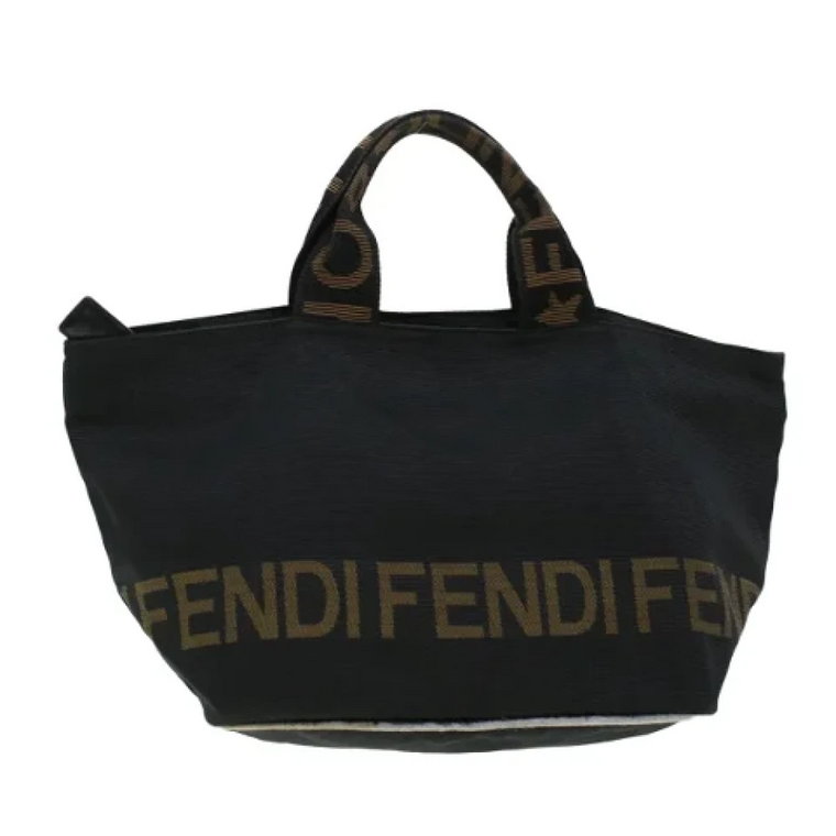 Używana czarna torba Fendi z płótna Fendi Vintage