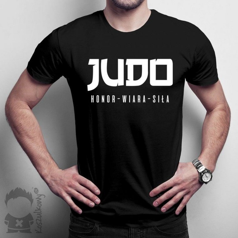 Judo: honor - wiara - siła - męska koszulka z nadrukiem