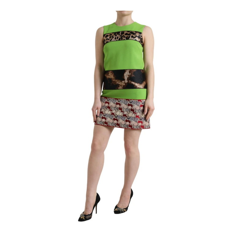 Zielona sukienka z panelem Dolce & Gabbana