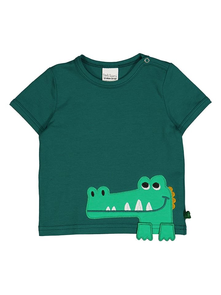 Freds World by GREEN COTTON Koszulka "Croco applique" w kolorze zielonym