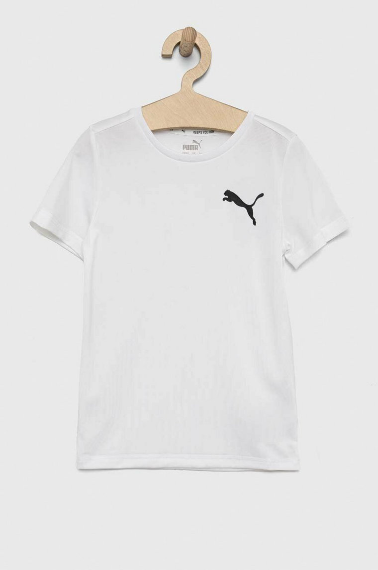 Puma t-shirt dziecięcy ACTIVE Small Logo Tee B kolor biały z nadrukiem