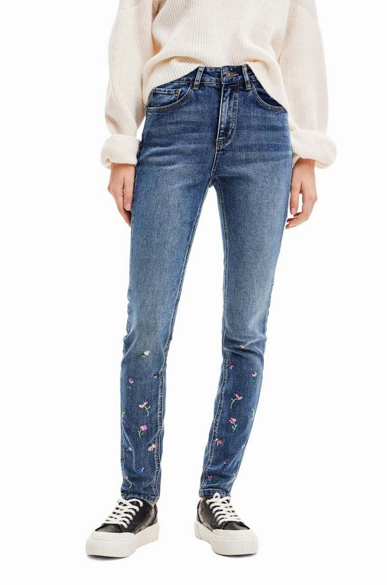 Desigual jeansy damskie kolor niebieski