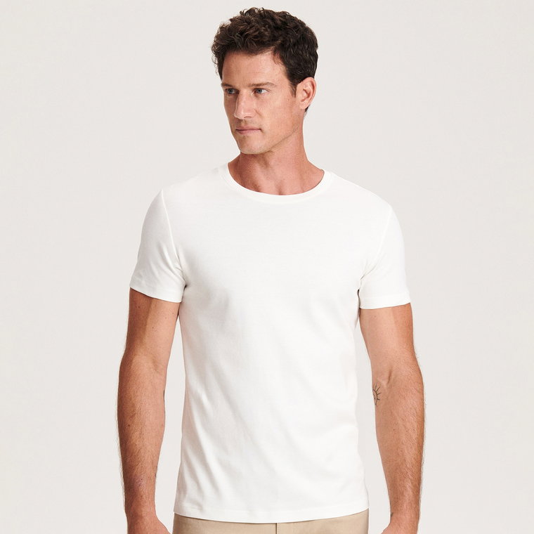 Reserved - T-shirt slim fit - złamana biel