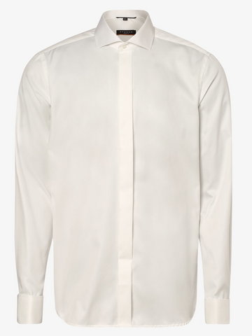 Eterna Slim Fit - Koszula męska z wywijanymi mankietami  niewymagająca prasowania, beżowy|biały
