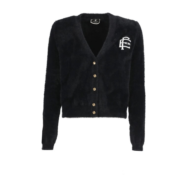 Czarny Sweter z Logo Haftowanym Elisabetta Franchi