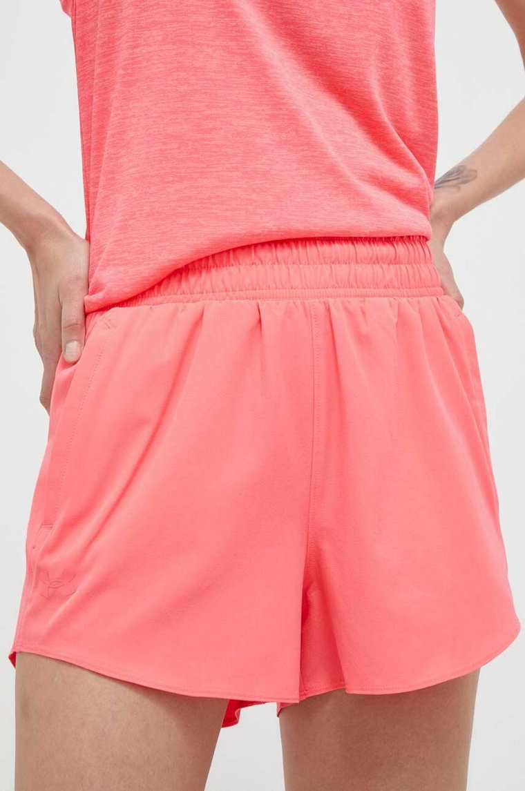 Under Armour szorty treningowe Flex kolor różowy gładkie high waist