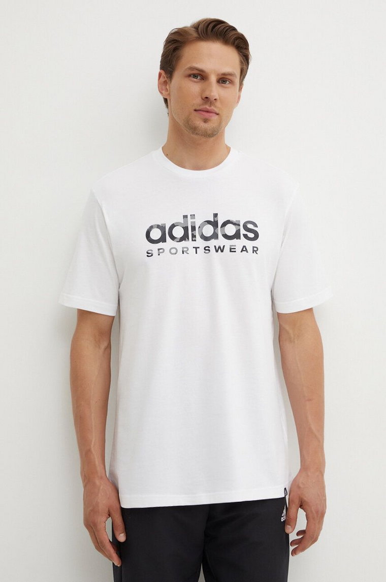 adidas t-shirt bawełniany Camo męski kolor biały z nadrukiem IW2674