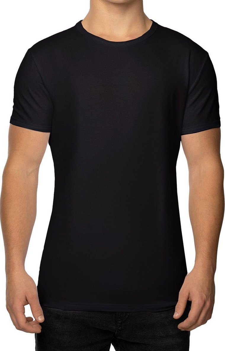 T-shirt męski czarny koszulka z krótkim rękawem UGO, Kolor czarny, Rozmiar S, Unikat