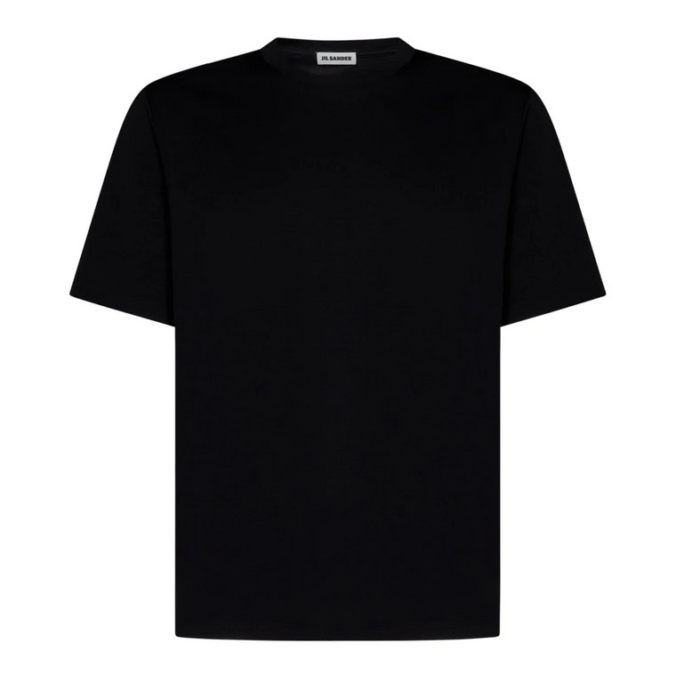 Czarne T-shirty i Pola Crewneck Jil Sander