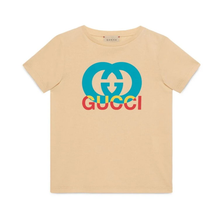 Beżowe T-shirty i Pola z Wzorem Interlocking G Gucci