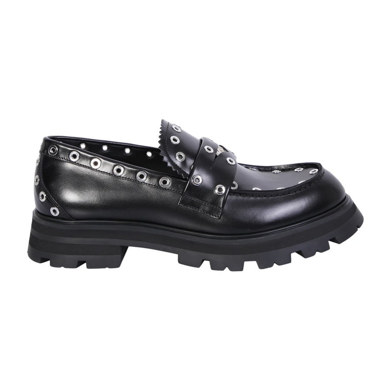 Czarne Loafersy z Ozdobnymi Nitami Alexander McQueen