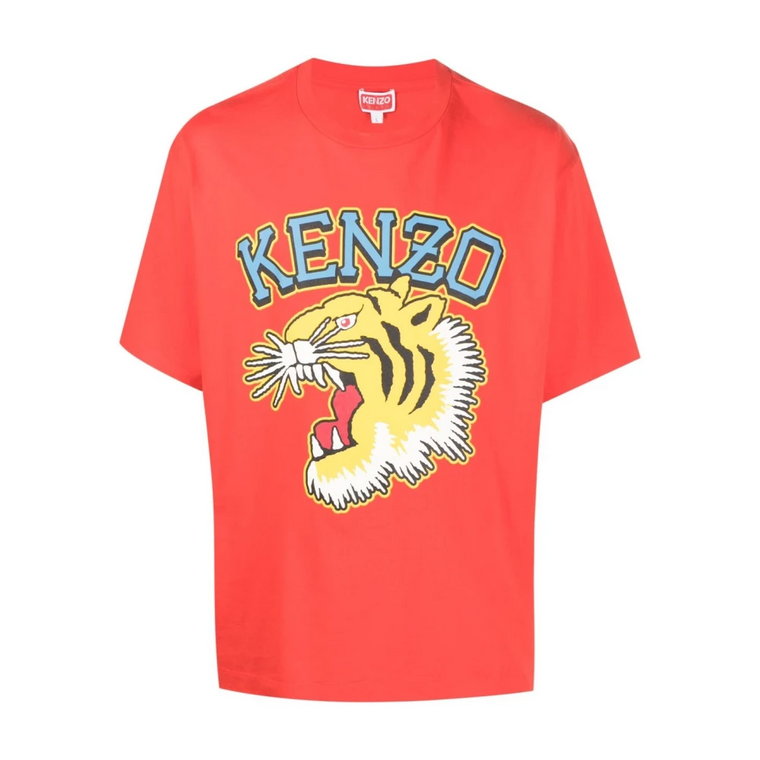 Czerwony T-shirt z Logo Kenzo
