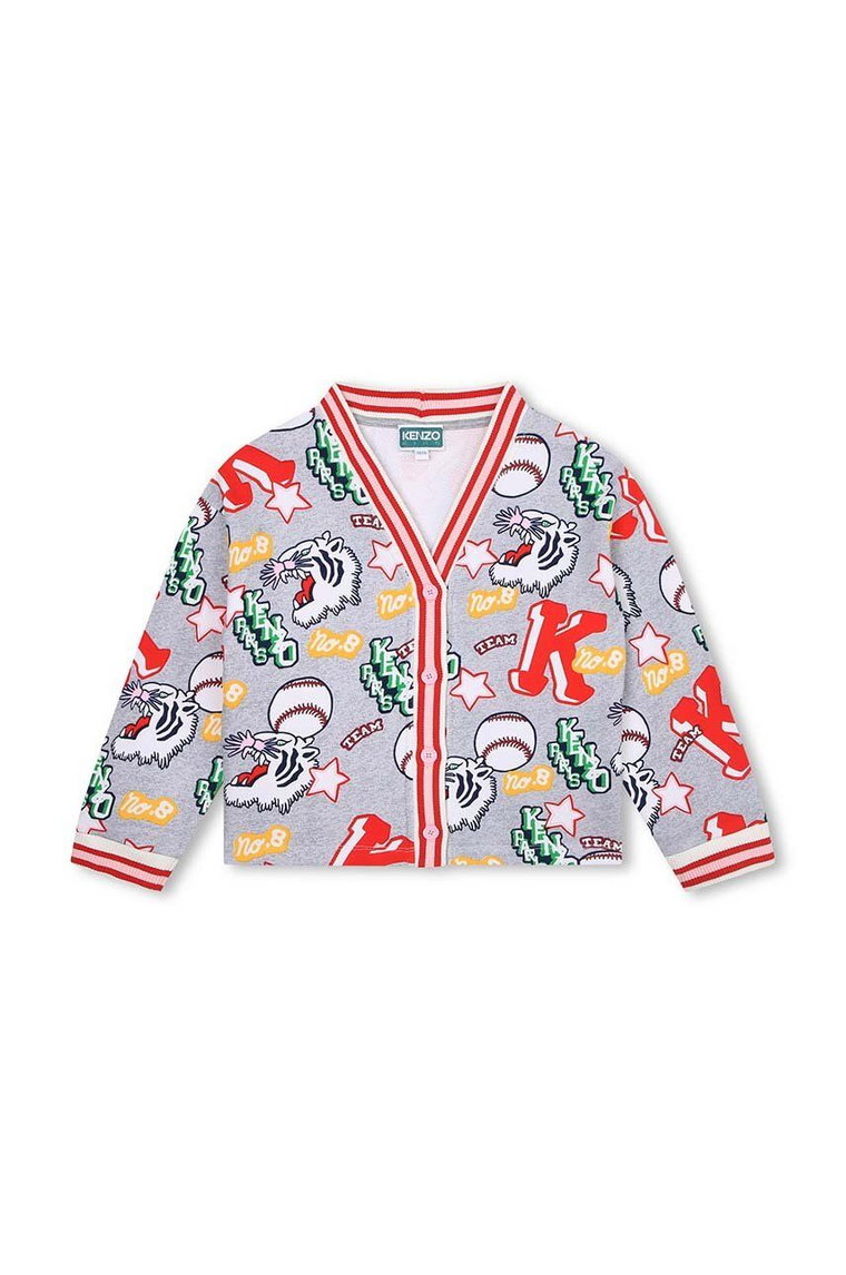 Kenzo Kids kardigan bawełniany dziecięcy kolor szary