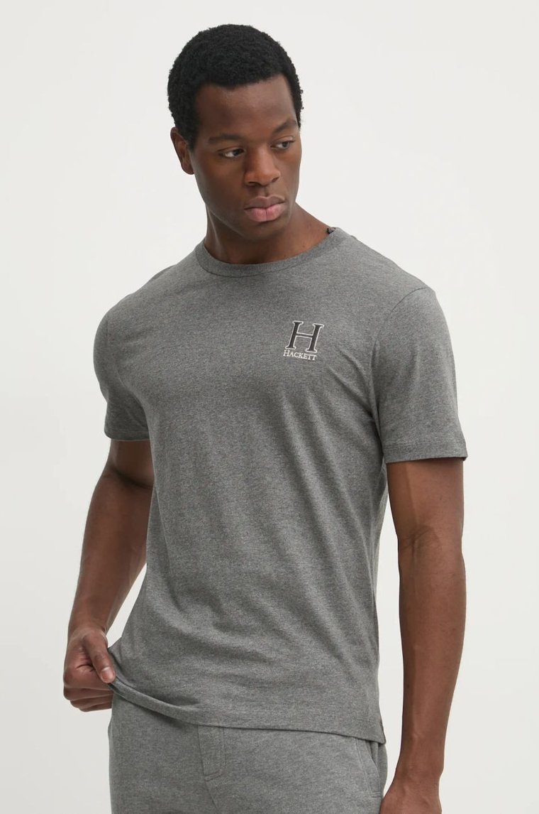 Hackett London t-shirt bawełniany męski kolor szary z aplikacją HM500858