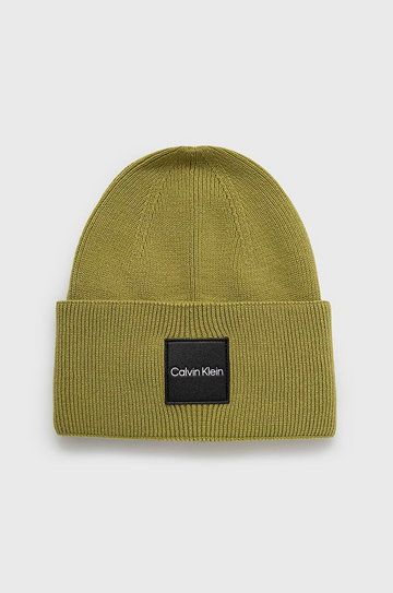 Calvin Klein czapka bawełniana kolor zielony bawełniana