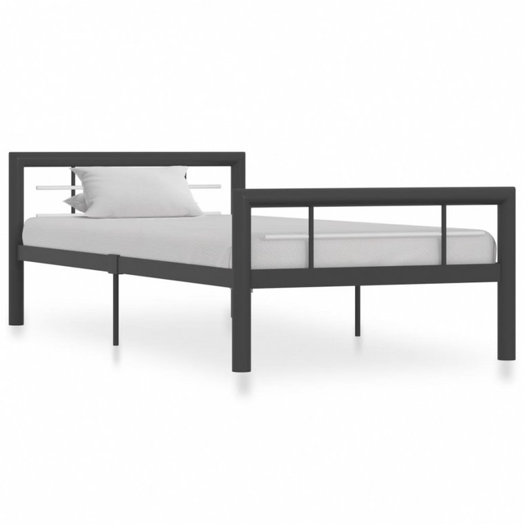 Rama łóżka, szaro-biała metalowa, 100 x 200 cm kod: V-284557