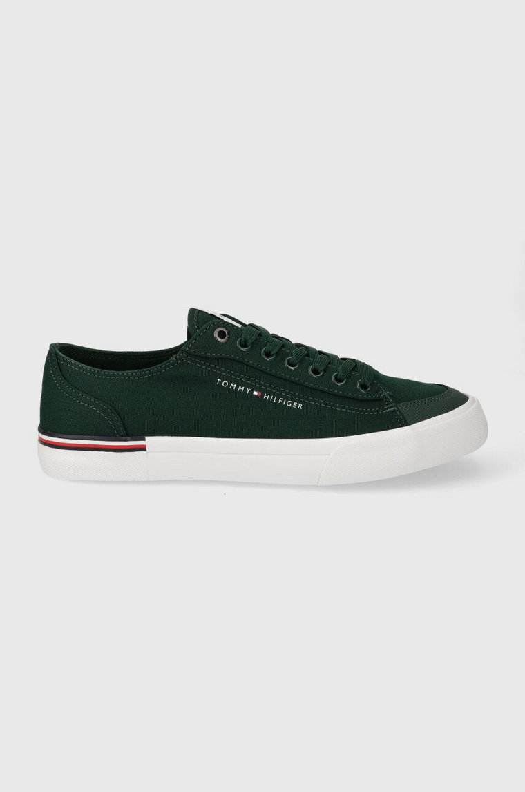 Tommy Hilfiger tenisówki CORPORATE VULC CANVAS męskie kolor zielony FM0FM04954