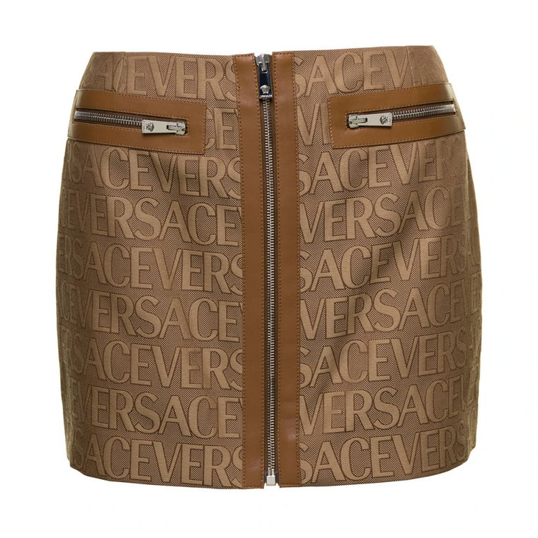 Brązowa Spódnica z Logo Versace