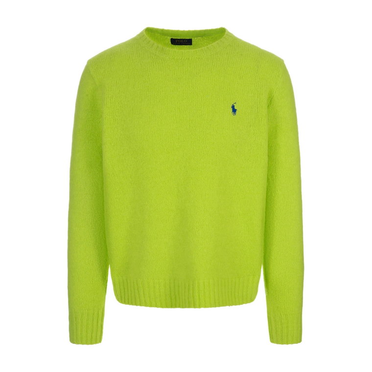 Zielony Sweter z Okrągłym Dekoltem i Wyszywanym Kucykiem Ralph Lauren