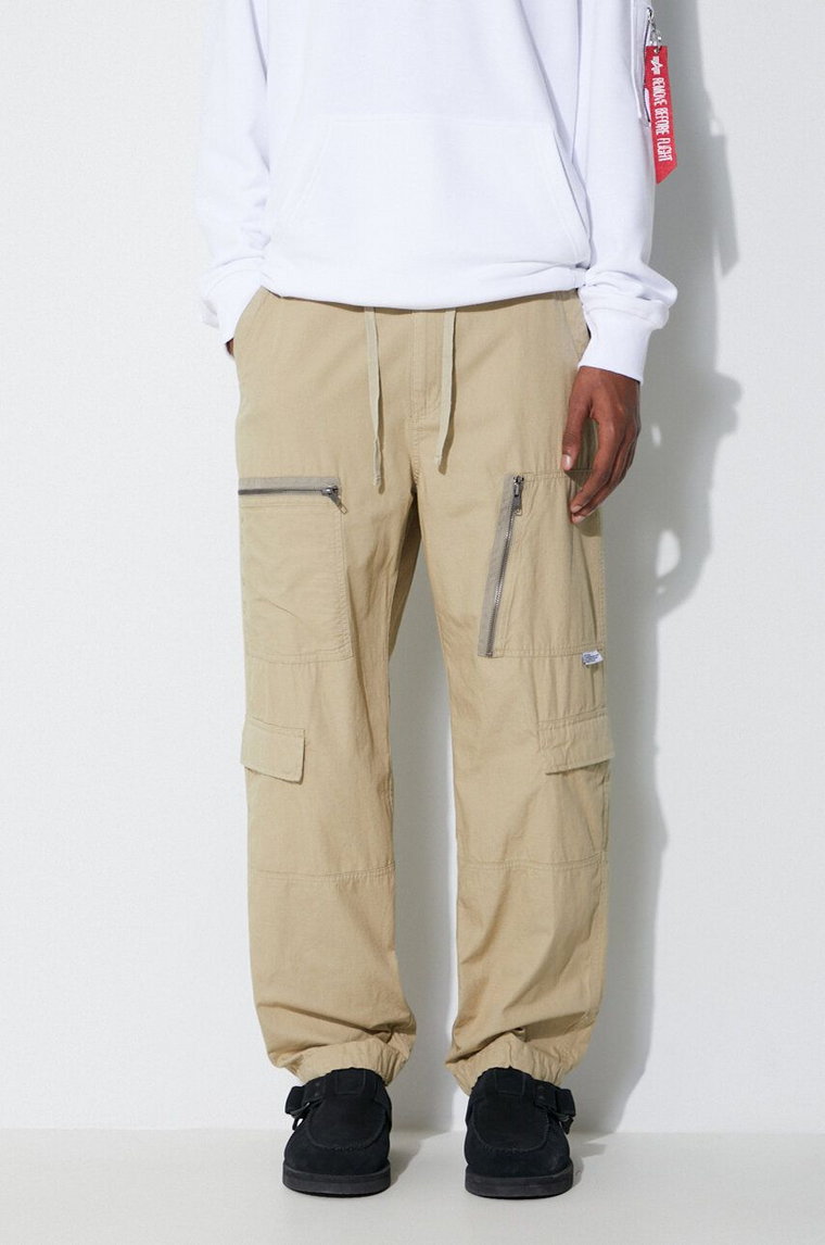 thisisneverthat spodnie męskie kolor beżowy proste TN231WPAOT01-KHAKI