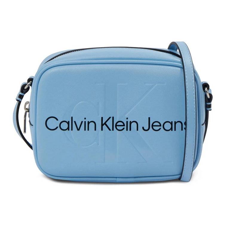 Niebieska Torba na Ramię z Zapięciem na Zamek Calvin Klein Jeans