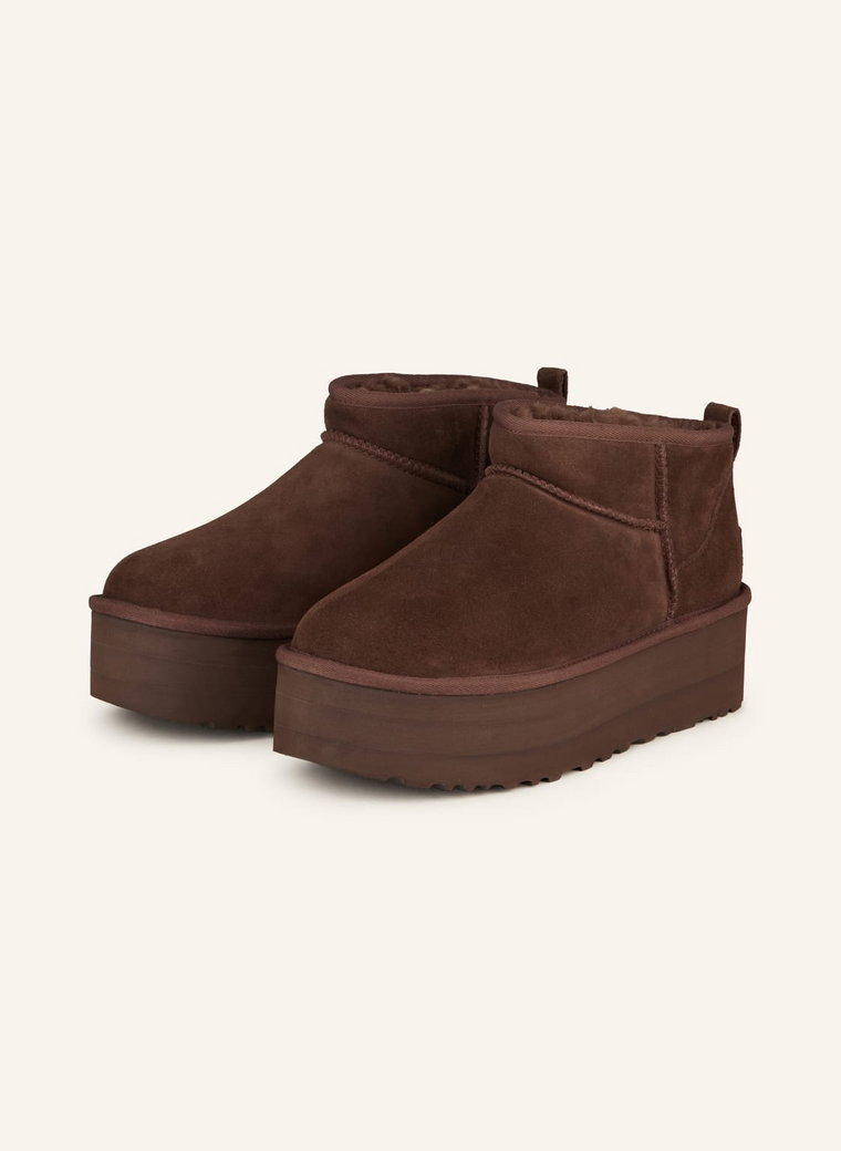 Ugg Botki Na Platformie Classic Ultra Mini Platform braun